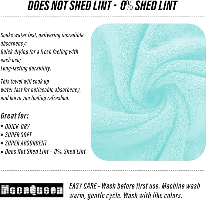 MOONQUEEN 18 Pack Premium Hand Towels - Quick Drying - Microfiber Coral Velvet Highly Absorbent Towels - Multipurpose Use as Hotel, Bathroom, Shower, Spa, Hand Towel 16 x 28 inches (Frozen Blue)