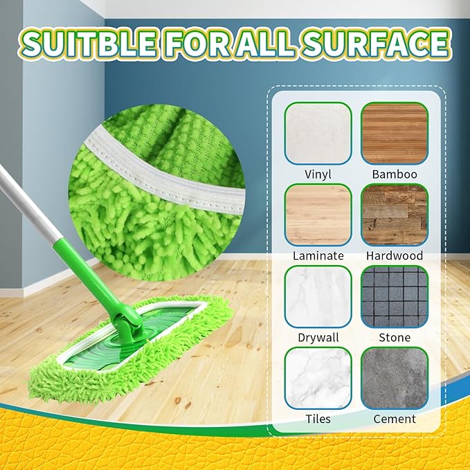 6Pcs Reusable Microfiber Mop Pads Compatible with Swiffer Sweeper, Wet and Dry Flat mop Cover, Replacement Sweeping Mopping pad Refills for Surface/Hardwood Floor Cleaning