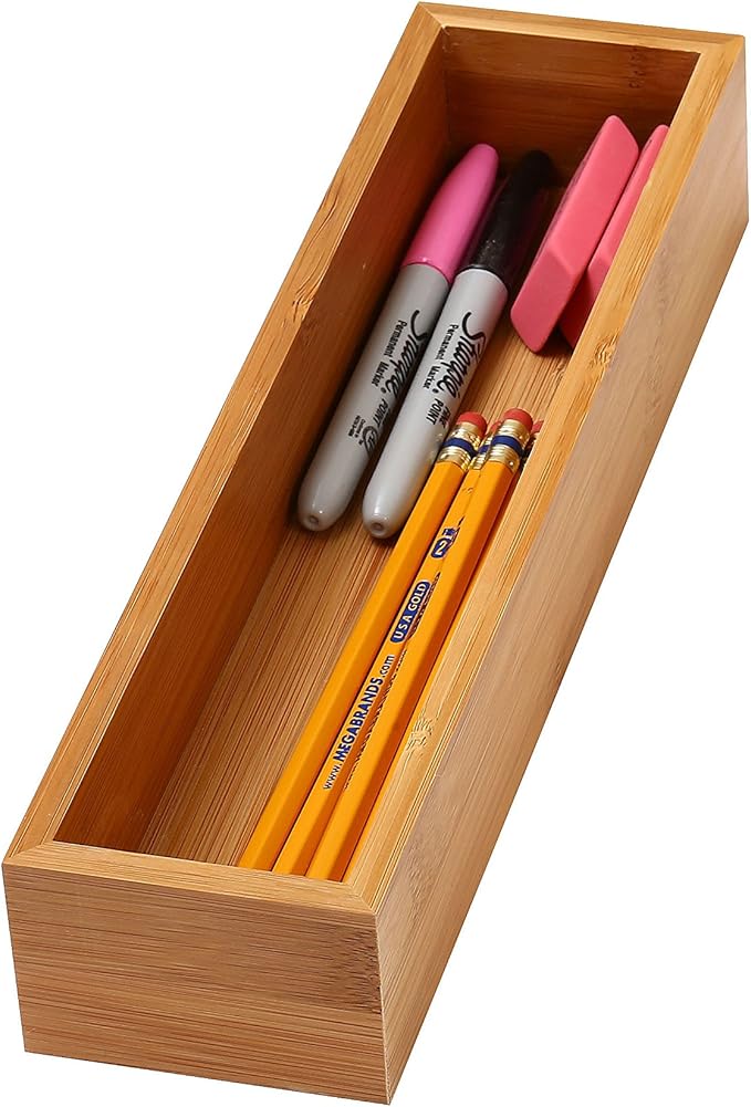 YBM HOME Pack of 12 Bamboo Drawer Organizer Storage Box for Kitchen Drawer, Junk Drawer, Office, Bedroom, Children Room, Craft, Sewing, and Bathroom, 3x12x2 inch Natural Wood