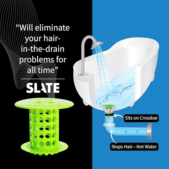 TubShroom Bathtub Drain Hair Catcher – In-Drain Tub Strainer & Clog Prevention Protector, Fits Standard 1.4”–1.75” Tub Drains, Easy Clean