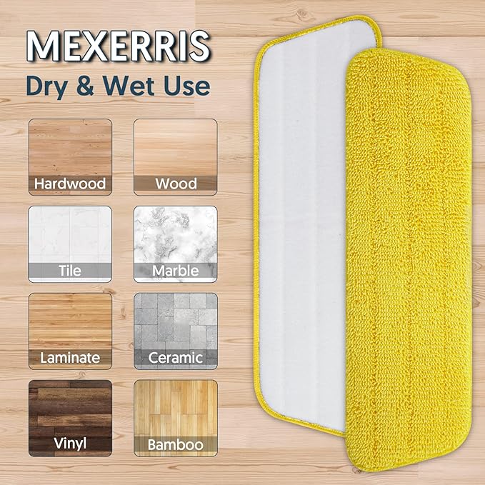 7 Count Reusable Mop Pads for Swiffer PowerMop -MEXERRIS Microfiber Wet Mops Refills PowerMop Pads Machine Washable Hard Wood Floor Mop Pads Replacement for 13''-15'' Spray Floor Mops