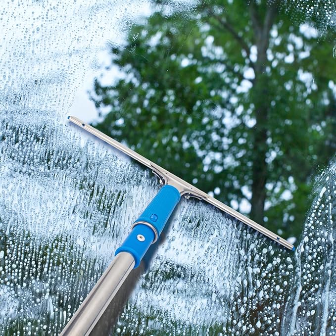 Window Squeegee with Scrubber for Home and Outdoor Glasses Cleaning