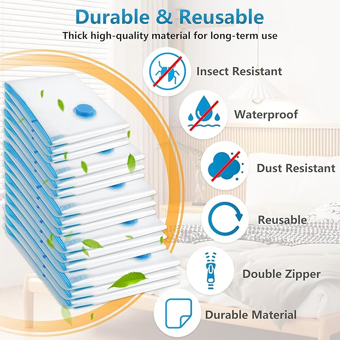 6 Pack Vacuum Storage Bags，Space Saver Bags(6 Pack XXL Jumbo) Compression
