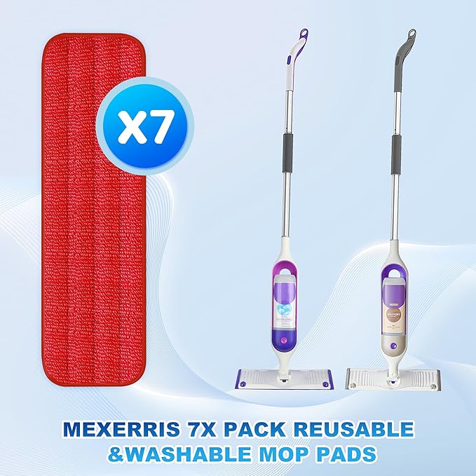 7 Count Reusable Mop Pads for Swiffer PowerMop - MEXERRIS Microfiber Wet PowerMop Pads Refills Machine Washable Hard Wood Floor Mop Pads Replacement for 13''-15'' Spray Floor Mops