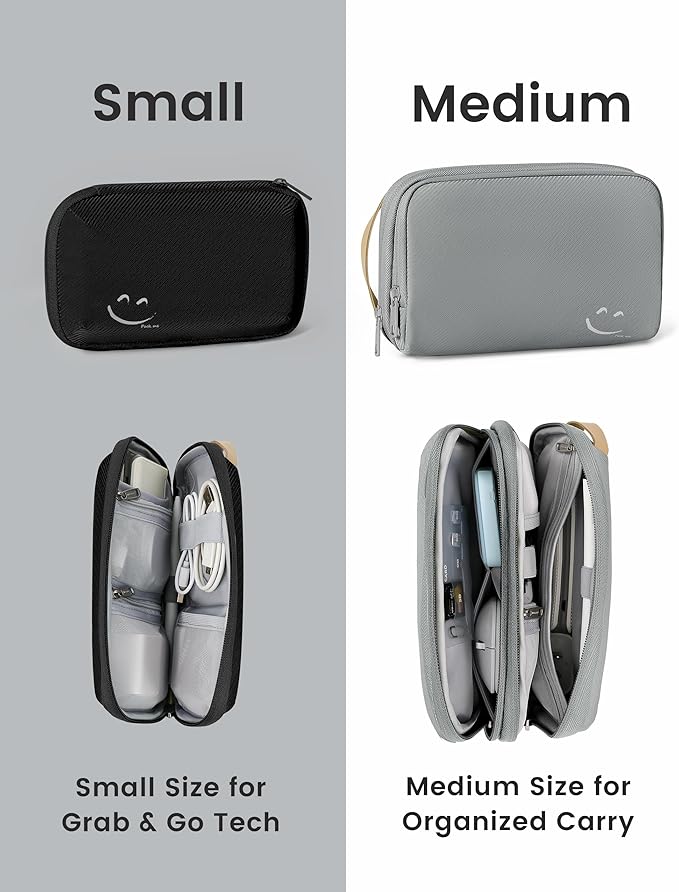 Travelkin Travel Cord Organizer, Small Electronic Organizer Travel Case, Cable Organizer Bag For Cords,Chargers Phone, Sd Card,Usbs (Black)