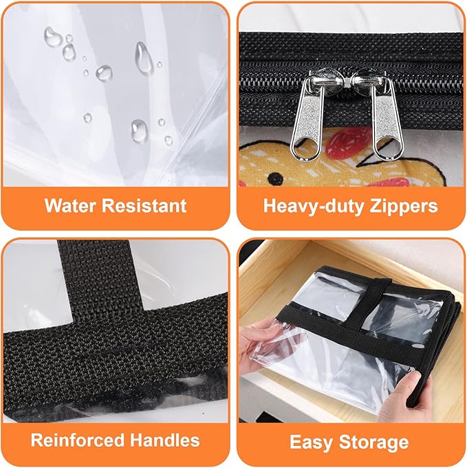 SpaceTrove Clear Clothes Storage Bags, 8 Pack Closet Organizers and Under Bed Storage Containers, Foldable Moving Bags with Zippers for Comforter