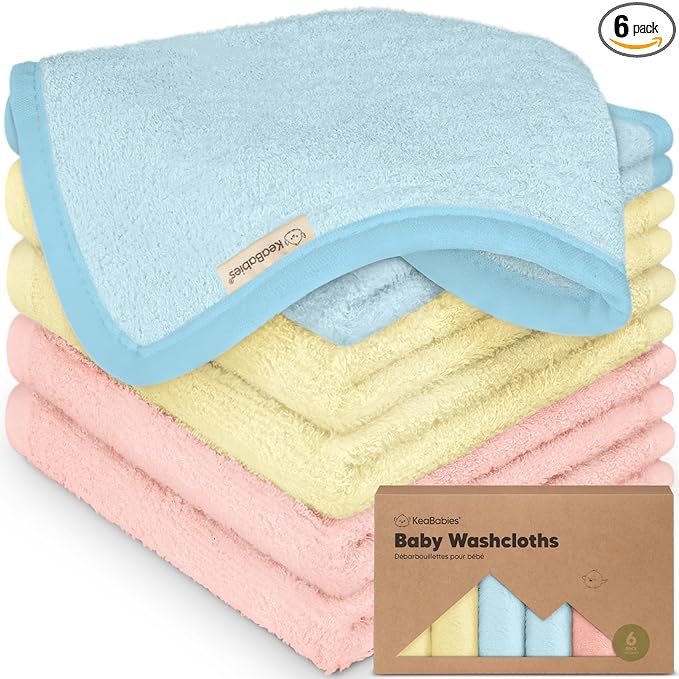 6-Pack Baby Washcloths – Soft Absorbent Viscose from Bamboo Washcloths for Face, Body, Baby Towels for Newborn, Kids, Toddlers, Infant, Gentle on Sensitive Skin, 10x10 Reusable Face Towels(Candy Pop)