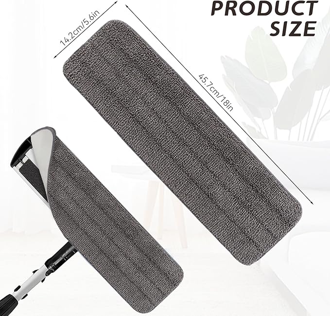 Replacement Mop Pads Fit for Rubbermaid Commercial 18" and 17" Mops - 10 Pack Wet & Dry Commercial Cleaning Reusable Refills Fit for Any Microfiber Flat Mop System 18" and 17" - Gray