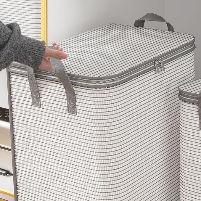 Heavy Duty Extra Large Clothes Moving Bags, Foldable Blanket Storage Bags, Closet Organizers Storage Containers with Durable Handle for Clothing, Blanket, Comforter (25.59x21.65x27.55in)