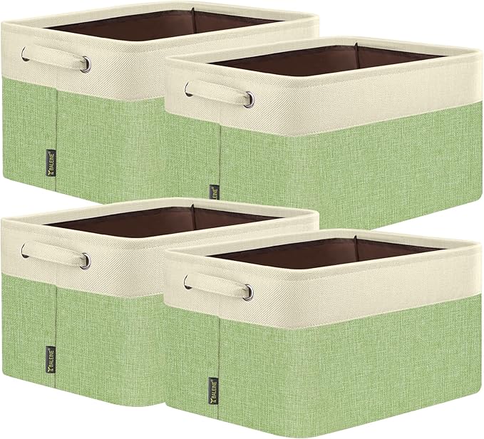 4 Pack Fabric Closet Storage Bins for Shelves, Green, 17''x13''x10.5''