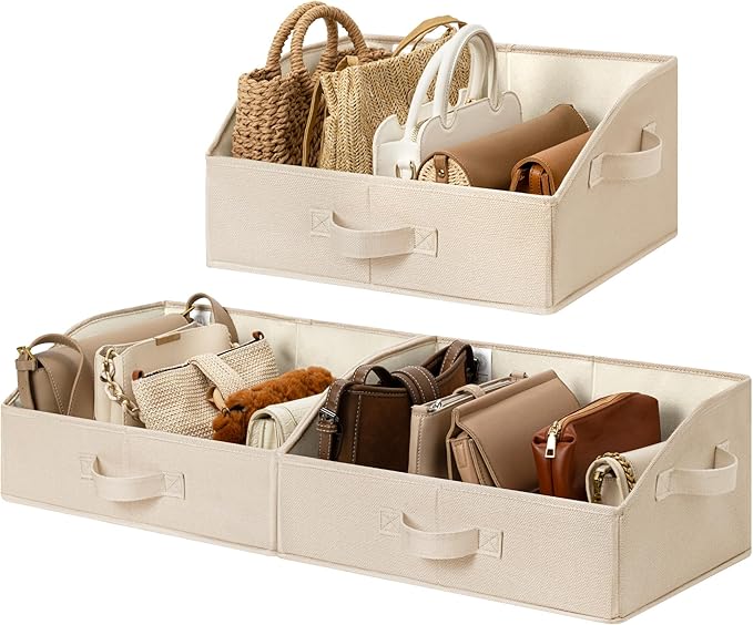 SAYS Closet Shelf Baskets, Storage for Purses, Trapezoid Closet Storage Bins