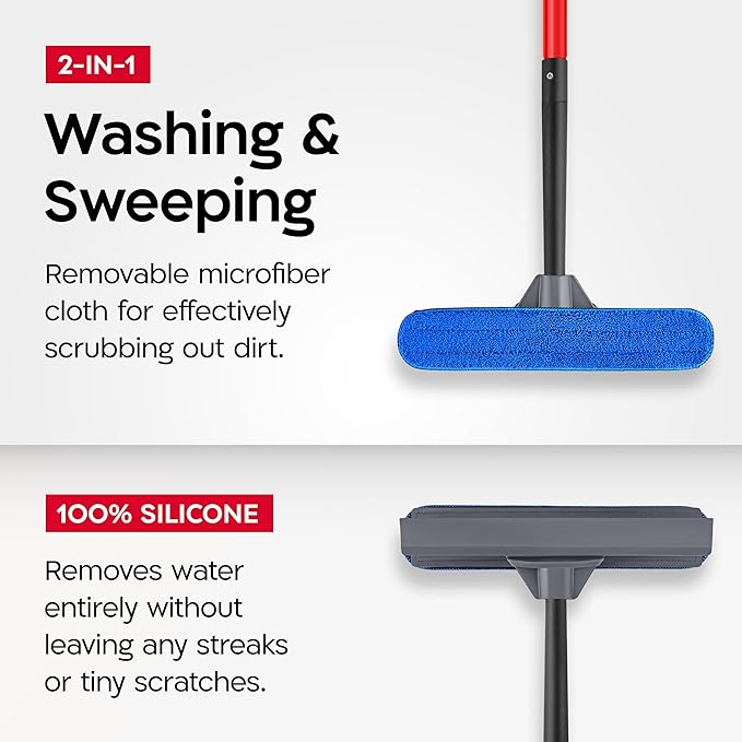 Tyroler Professional Window Squeegee for Home, 12"-80" Long Squeegee for Window Cleaning, 2-in-1 Window Cleaning Squeegee Kit