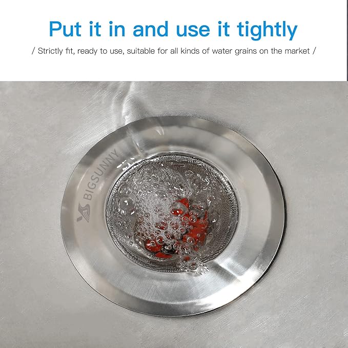 BIGSUNNY Stainless Steel Sink Strainer Set of 2 (4.5 inch) - Kitchen Drain