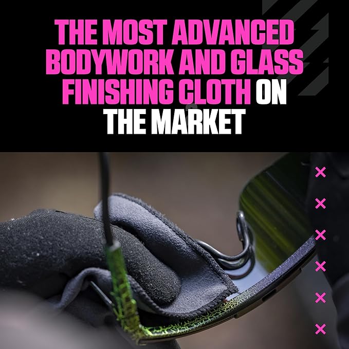 Muc-Off Microfiber Detailing Cloth - Compact Cleaning Cloth for Bicycle and Motorcycle Care - Polishing Cloth for Helmets, Visors and Goggles, Black