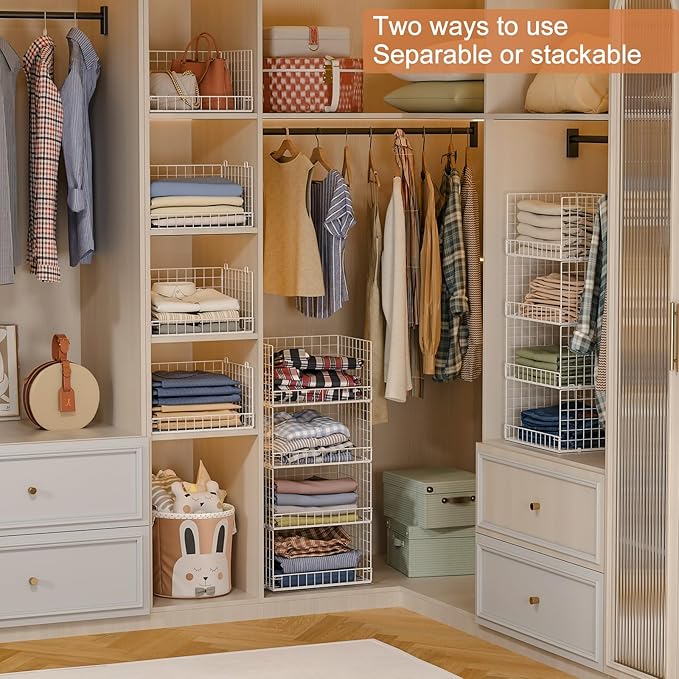 Yociyoga 4-Tier Stackable Closet Organizers and Storage Basket