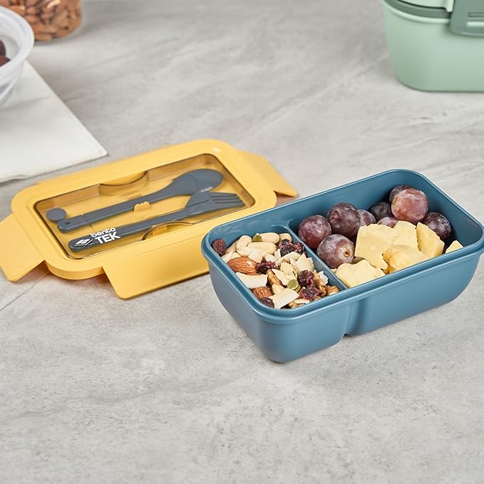 Restaurantware-Bento Tek 28.7 Ounce Bento Boxes, 10 Reusable Lunch Containers - With Fork And Spoon, Does Not Contain BPA