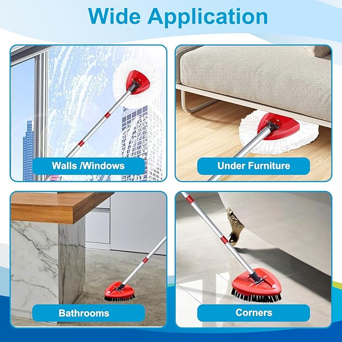 O-Cedar Spin Mop Head, Base Replacement for EasyWring 1 Tank System, 6 Microfiber Mop Refills, 1 Base and 1 Scrub Brush Set Combo, White