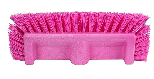 SPARTA 40422EC26 Floor Scrub Brush Head, Multi-Level, Dual Surface Plastic Block with Side Bristles, Crimped Polyester, Threaded Handle Hole, Ideal for Wide and Tight Spaces, BPA Free, 12 Inches, Pink