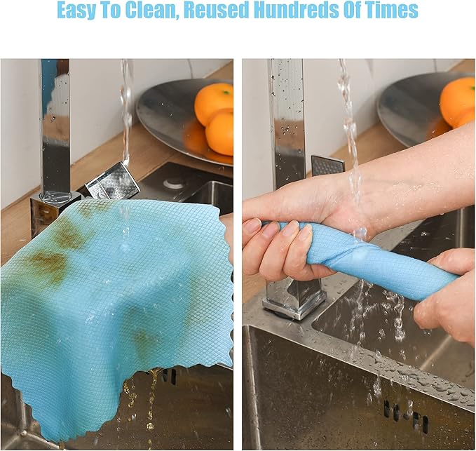 Streak-Free Miracle Cleaning Cloths, 20 Pack Fish Scale Cleaning Cloth Reusable for Window, Nano Scale Easy Clean Rags, Nanoscale Cleaning Microfiber Glass Towels Easycleanco Cloths