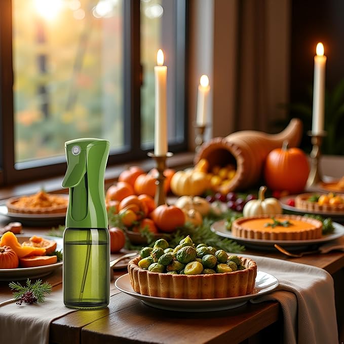 Mistifi 600ml Oil & Vinegar Dispenser Bottle, Glass Cruet with Automatic Lid, Drip-Free Spout for Cooking, Salad, Soy Sauce (Oil spray set Green)