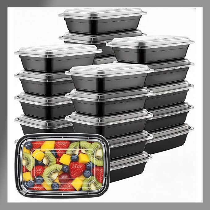 Meal Prep Containers [10 Set] x [24 oz] with Lids, 1 compartment, Stackable, Reusable, Leakproof, Food Safe, Microwave, Freezer & Dishwasher Safe for Food Prep Storage Bento (10 Set, 24 oz)