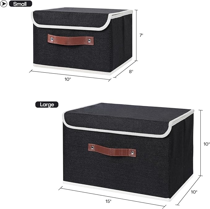 ANMINY 2 Storage Bins with Lid - Large, Black