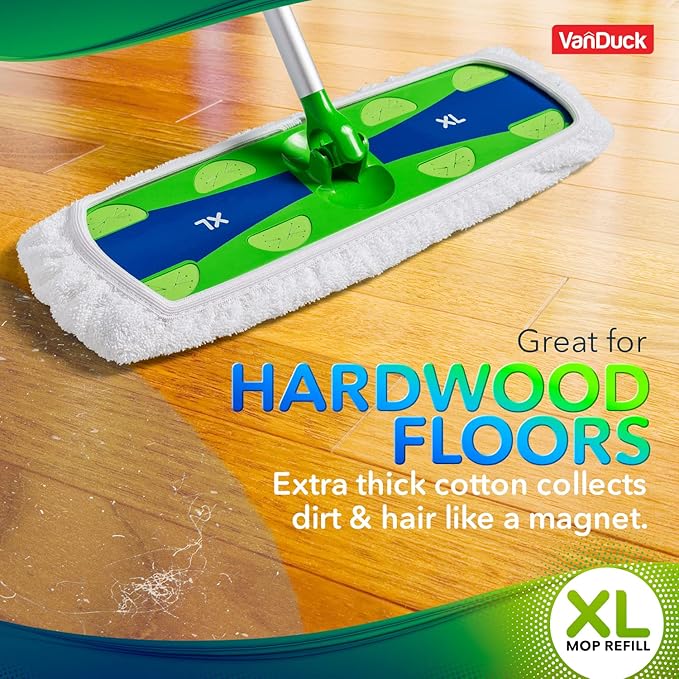 VanDuck XL Cotton Mop Pads Compatible with Swiffer XL (6 Pack) - Extra Large Wet and Dry Pads Refills - Cotton Covers Reusable Mop Heads (Handle is Not Included)