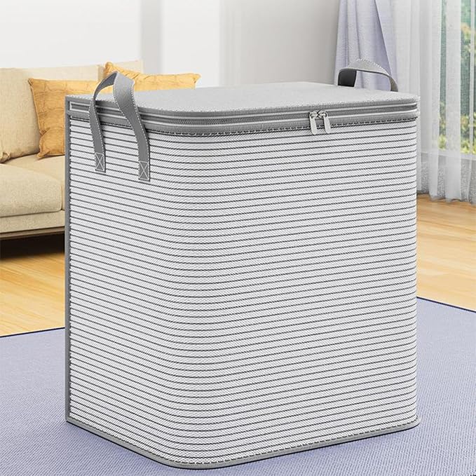 Heavy Duty Extra Large Clothes Moving Bags, Foldable Blanket Storage Bags, Closet Organizers Storage Containers with Durable Handle for Clothing, Blanket, Comforter (25.59x21.65x27.55in)