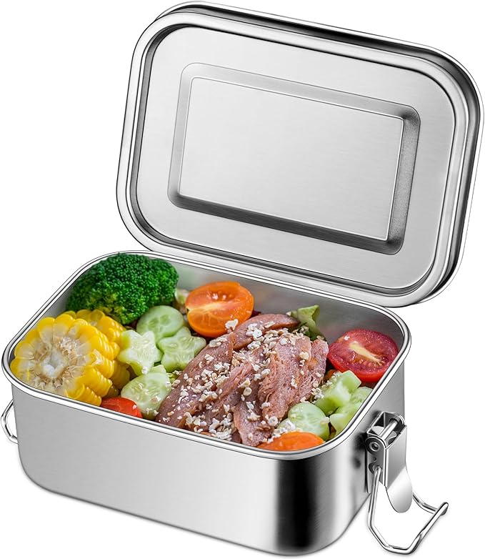 Leonyo 18.6oz 18/10 Stainless Steel Lunch Box, 550ml Mini Reusable Metal Bento Box, Leak-Proof Small Food Snack Containers for Camping