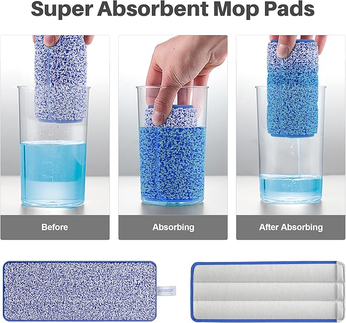 JOYMOOP Microfiber Mop Pads Replacement for JOYMOOP Flat Mop Bucket Set, Pack of 4 Refills 13-inch - Slate Blue