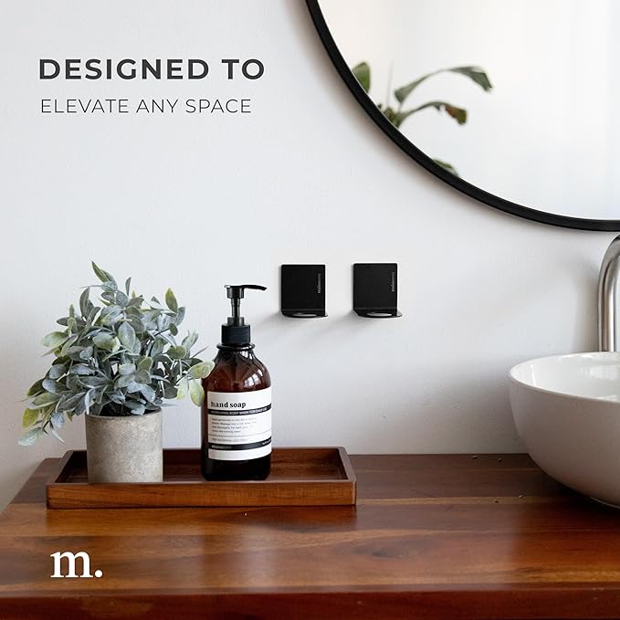 MAISONOVO Adhesive Soap Holder | Shampoo Bottle Holder Set of 2 - Black | Soap Bottle Holder | Wall Mounted Soap Holder | Soap Dispenser Holder