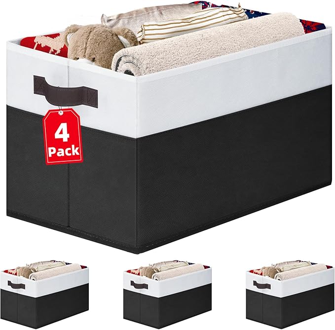 Large Storage Bins for Shelves 4 Pack
