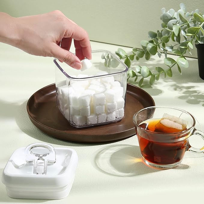Felli Flip Tite Storage Container with Lid 4" RECTANGULAR Air Tight Ring Flip Top, Stackable Acrylic Canister for Kitchen Counter Pantry