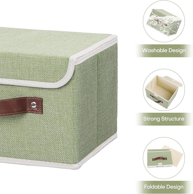 ANMINY 4 Storage Bins with Lid - Small Green