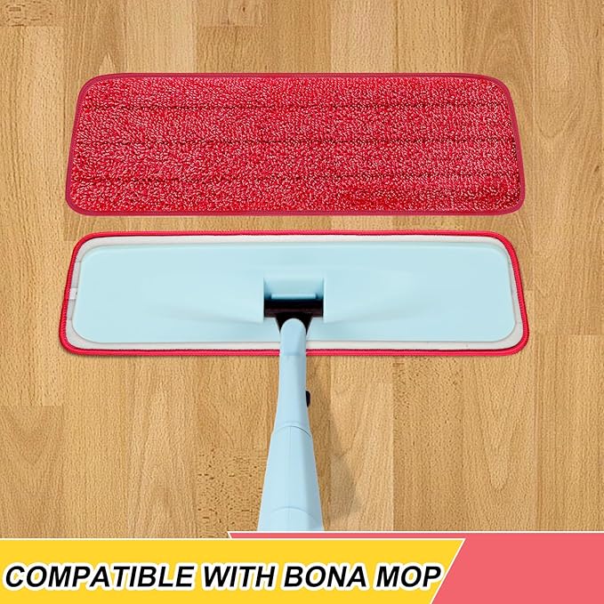 8 Pack 16.5 inch Reusable Mop Pads Microfiber Spray Mop Replacement Heads for Wet/Dry Mops Compatible with Bona Floor Care System (4 Color Mops)