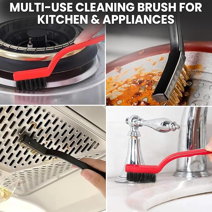 8 Pcs Crevice Cleaning Brush Set – Hard Bristle Cleaning Tools for Grout, Gaps & Narrow Spaces – Multi-Purpose Grout Brush, for Cleaning Bathroom, Shower, Window Tracks, Kitchen