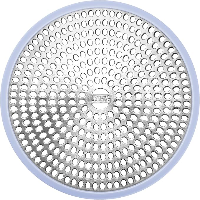 LEKEYE Shower Drain Hair Catcher | Strainer | Shower Stall Drain Cover | Bathroom Drain Protector Stainless Steel and Silicone(Light Blue)