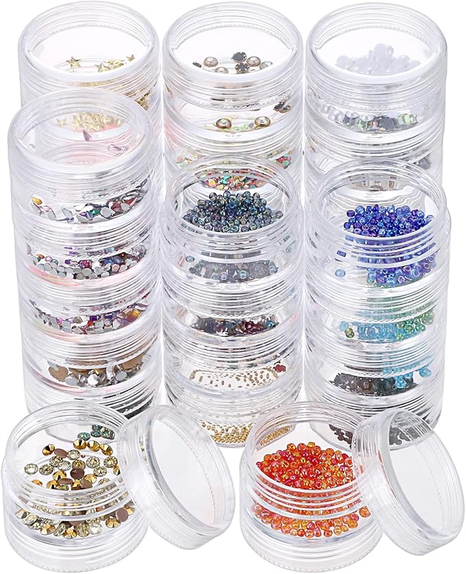 6 Sets 5 Layers Plastic Round Storage Containers Small Art Craft Accessory