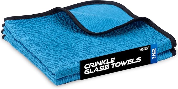 VIKING Glass Microfiber Cleaning Cloth for Car and Home 2 Pack, Glass Towels for Mirror, and Picture Frames, and Car Detailing Kit, 16 inch x 16 inch
