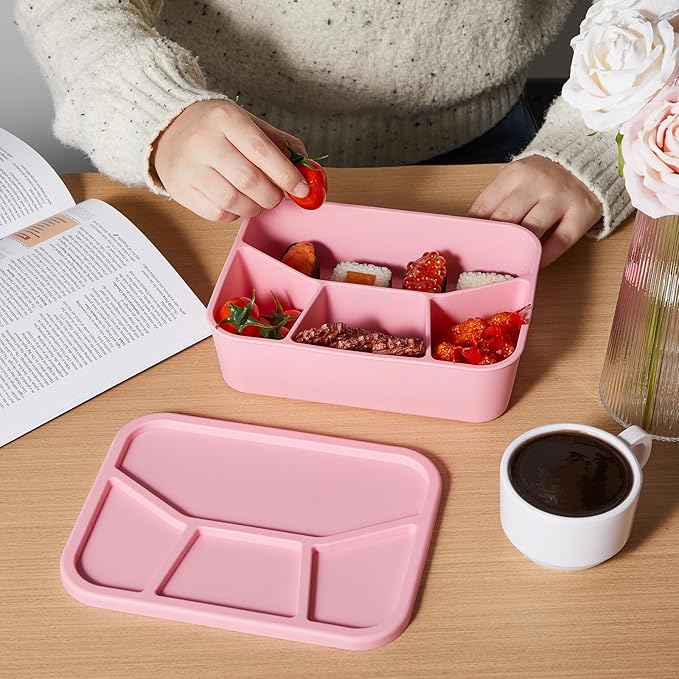 Ziliny 4 Pcs Silicone Bento Boxes - Lunch Container for Work/Travel