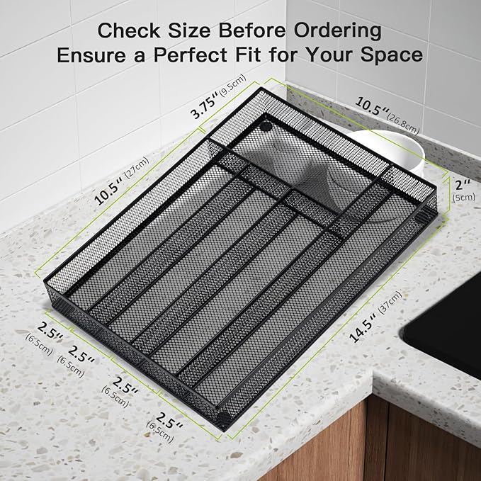 Silverware Drawer Organizer, Black