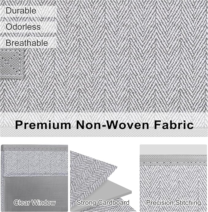 Closet Storage Bins, Large Fabric Storage Baskets with Clear Window