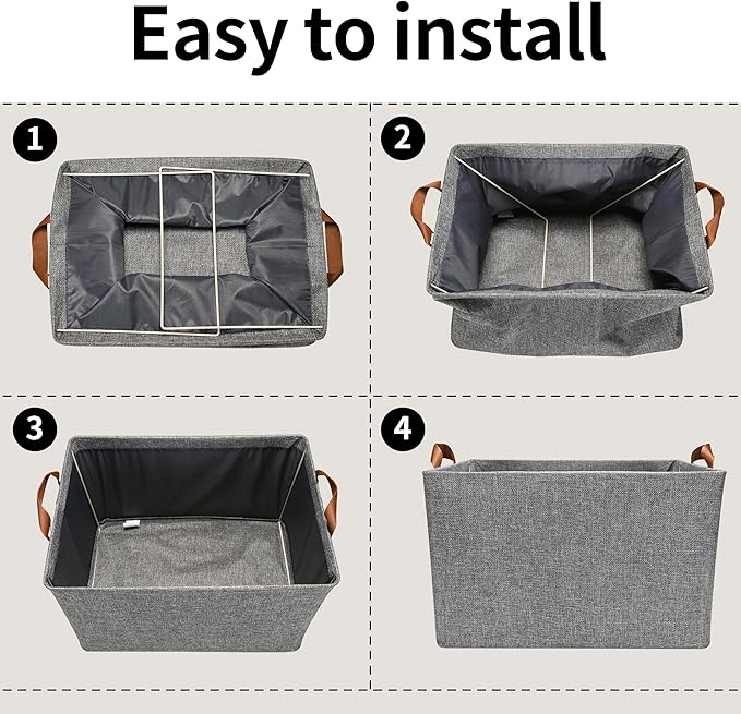 GRANNY SAYS Storage Baskets for Shelves, Closet Organizer Bins, Clothes Storage Bins with Metal Frame, Large Baskets for Organizing and Storage