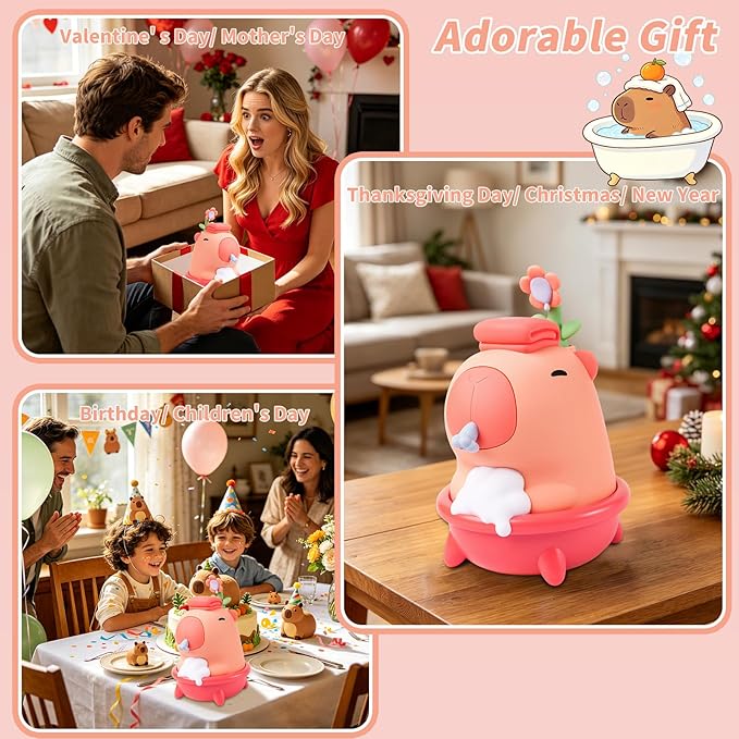Pink Capybara Soap Dispenser - Kids Automatic Foam Hand Soap Dispenser Touchless,Wall Mount Waterproof USB Rechargeable, 9.5oz for Bathroom, Office, Hotel, Hospital, Preschool Children
