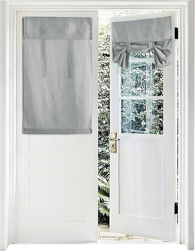 RYB HOME Short Faux Linen Blended Window Curtains for Bedroom - Light Filtering Small Window Draperies Privacy for Kitchen Dinning Home,1 Panel