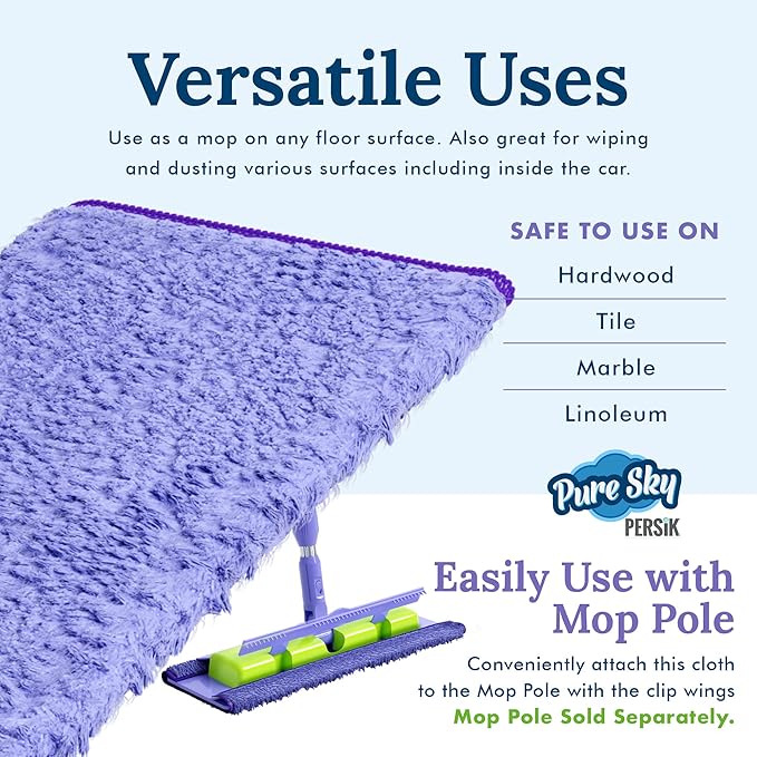 Pure-Sky Magic Deep Clean Cleaning Cloth – JUST ADD Water No Detergents Needed - Multipurpose Ultra Microfiber Cloth - Stick-Attachable for Mop