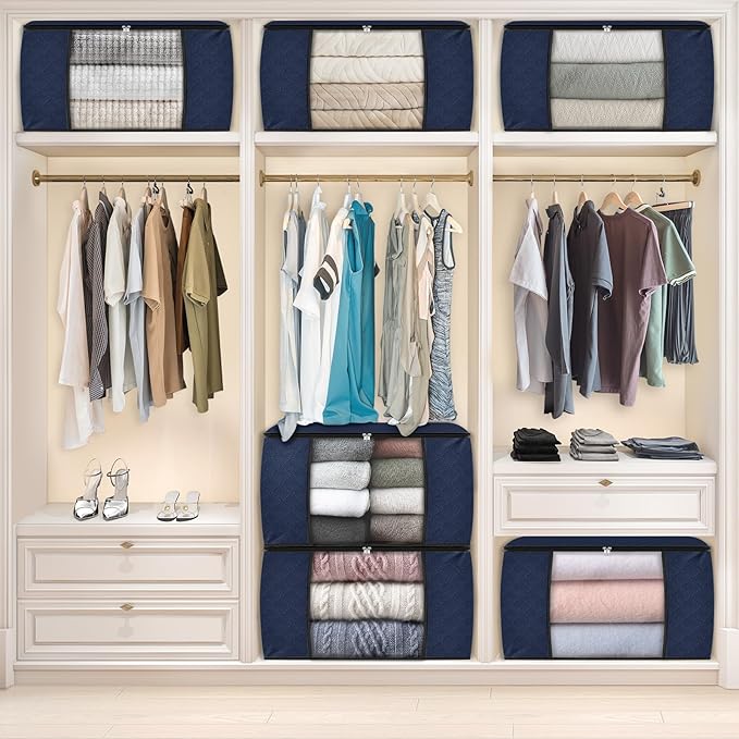 Fab totes 24 Gallons Clothes Storage, 6 Pack,Blue