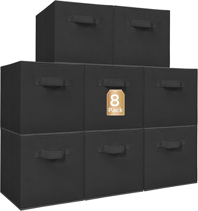STORAGE MANIAC Storage Cubes, 11 Inch Collapsible Storage Bins with Handles, 8 Pack Fabric Foldable Bins for Organization