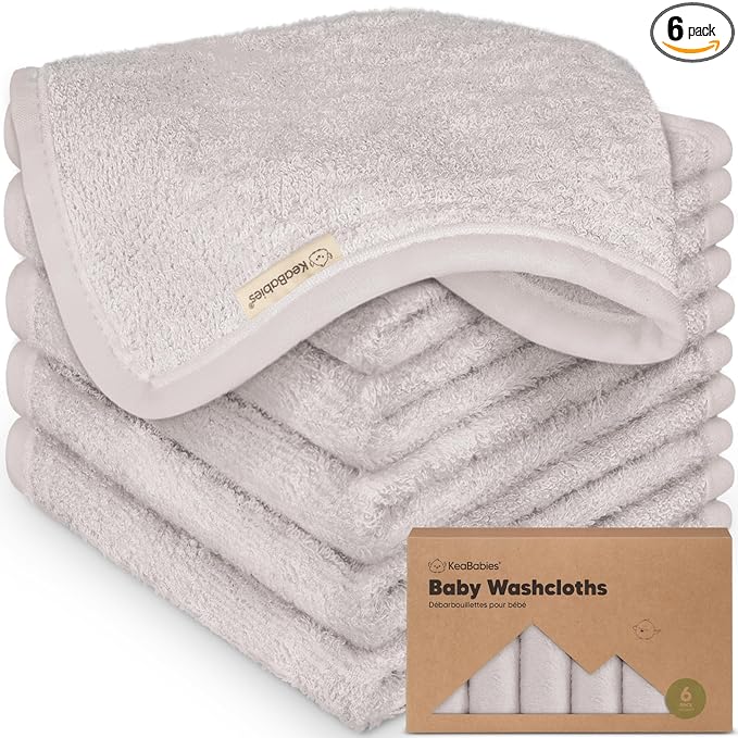 6-Pack Baby Washcloths – Soft Absorbent Viscose from Bamboo Washcloths for Face, Body, Baby Towels for Newborn, Kids, Toddlers, Infant, Gentle on Sensitive Skin, 10x10 Reusable Face Towels (Heather)