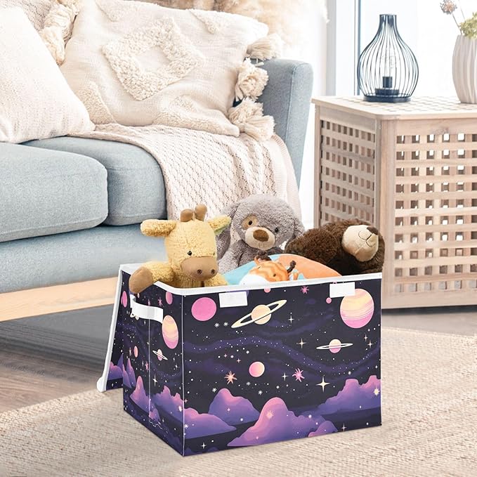 Abstract Planets Storage Bins with Lids and Carrying Handle